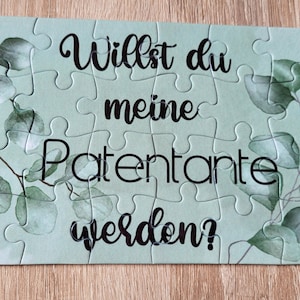 PUZZLE 24/96 TEILIG | Willst du mein Patentante werden? | Schwangerschaftsverkündung | mit Design oder mit Foto | 16,5x11 cm/19x28cm