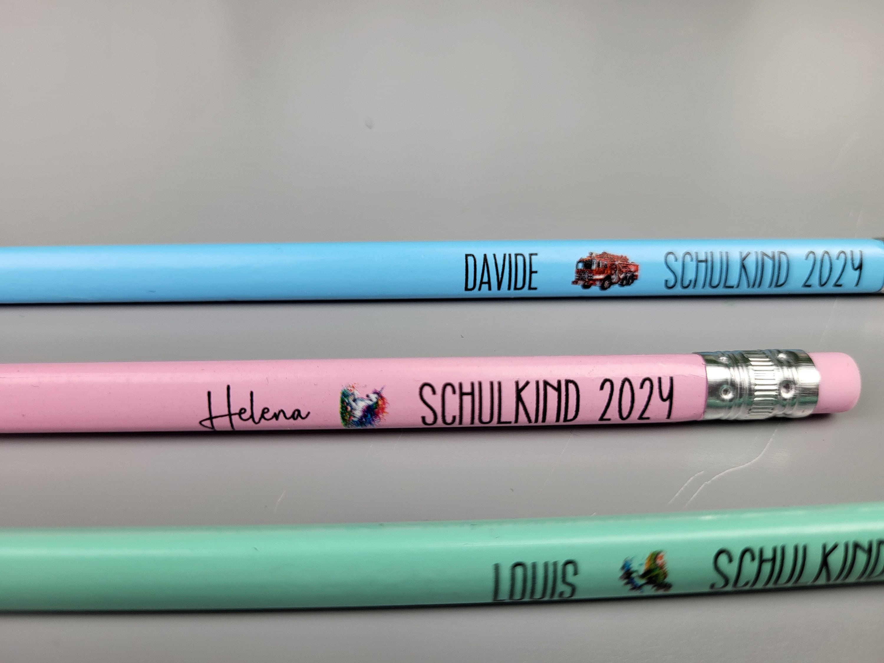 (Set of 6)personalized Name Cartoon Design Pencil, Pastel Pink, Purple, Yellow, Blue, Green, Natural, Back to School Gift for Kid/Student