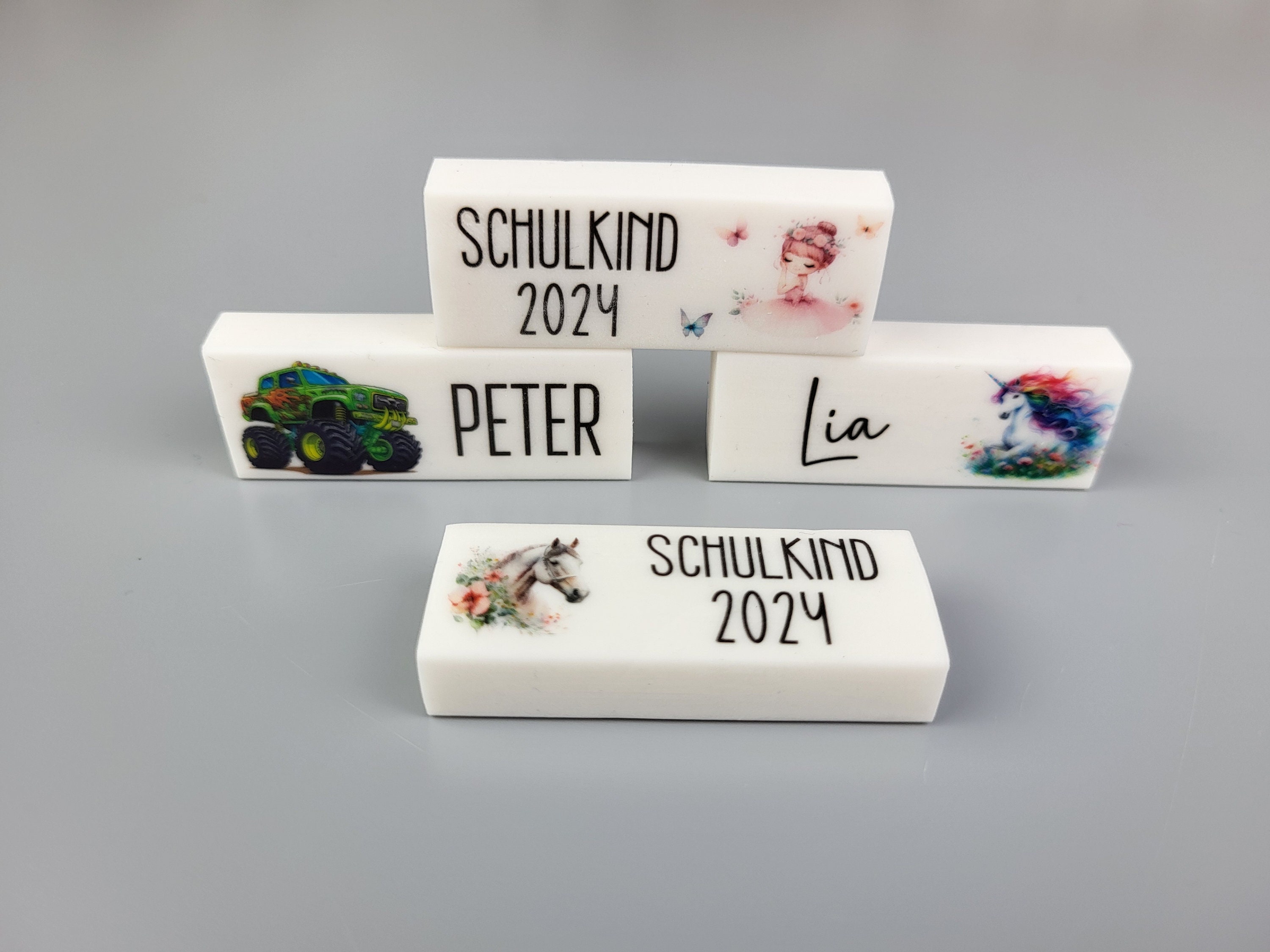 Eraser with name and motif