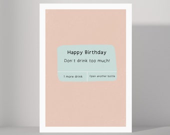 Funny Drinking Birthday Card, Party Animal Card, 21st Birthday Card, 18th Birthday Card, Pun Birthday Card For Her, Best Friend Card