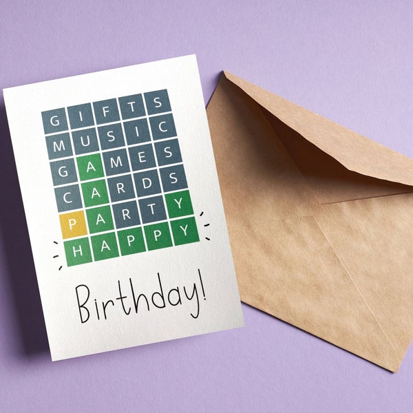 Wordle Birthday Card, Wordle Card, Word Game Birthday Card, Wordle Greeting Card, Birthday Card For Friend, Partner