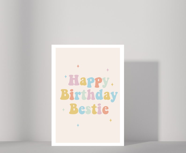 Best Friend Birthday Card, Happy Birthday Bestie, Birthday Card for ...