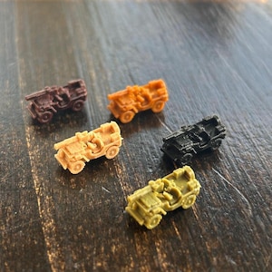 5x WW2-tijdperk UK SAS LRDG Desert Jeep-miniaturen voor bordspellen zoals Axis en Allies