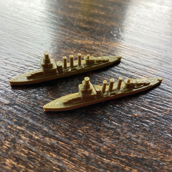 QTY 4x WW1-era Cruiser miniatures for Axis and Allies 1914 and other tabletop board games