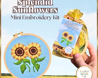 Minibroderikit med fantastiska solrosor: DIY-sommarblomspresent för nybörjare (handgjord, konstgjord, fysisk produkt)