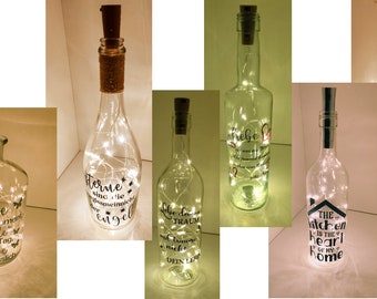 Leucht-Flasche und Text Home Herz Valentin Deko Artikel mit Korken-Lichterkette 