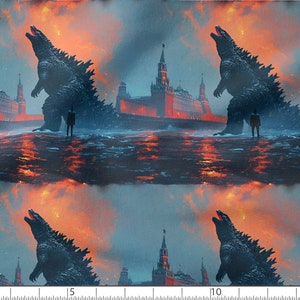 Godzilla cotton fabric 100%, High Quality Fabric Eco-prin Kaiju Cotton Fabric Japanese Gojira fabric