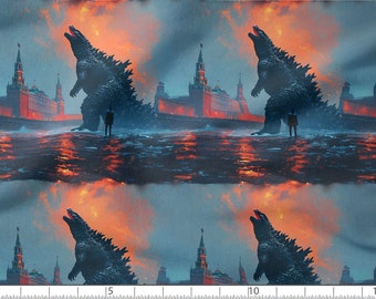 Godzilla cotton fabric 100%, High Quality Fabric Eco-prin Kaiju Cotton Fabric Japanese Gojira fabric