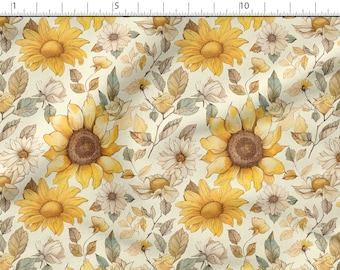 Sunflowers cotton fabric 100%, High Quality Fabric Eco-print,sand fabric - by The 1/2 Yard