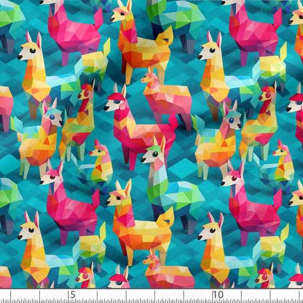 Colorful Llamas cotton fabric 100%, High Quality Fabric Eco-print, Funny Llamas fabric - by The 1/2 Yard