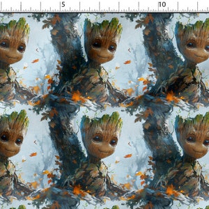 Groot cotton fabric 100%, High Quality Fabric Eco-print, Movie Character fabric - by The 1/2 Yard