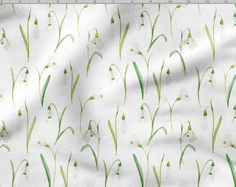 SNOWDROP cotton fabric 100%, High Quality Fabric Eco-print, Floral Pattern Cotton Fabric, - by The 1/2 Yard