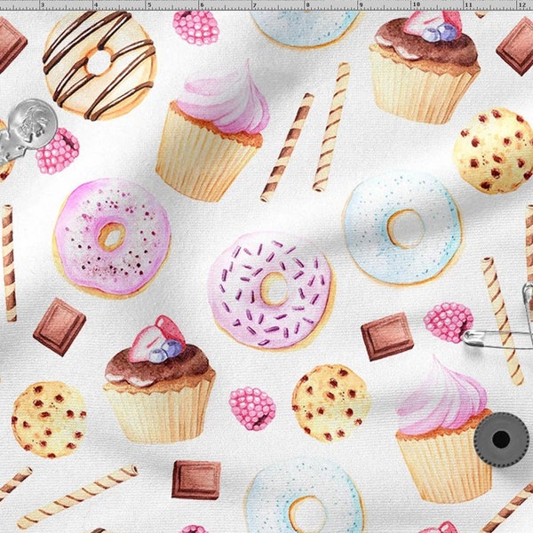 CUPCAKES cotton fabric 100%, High Quality Fabric Eco-print, Sweets Cotton Fabric, - by The 1/2 Yard