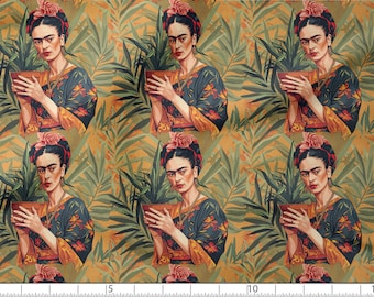 Frida cotton fabric 100%, High Quality Fabric Eco-print, Frida fabric - by The 1/2 Yard