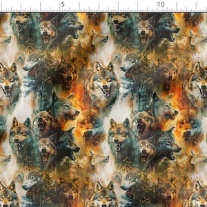 Wolfes cotton fabric 100%, High Quality Fabric Eco-print, wolf fabric - by The 1/2 Yard