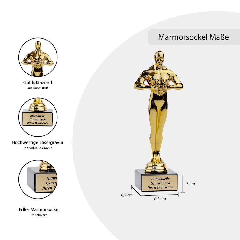 Figur Award mit Gravur Gold Personalisiertes Geschenk mit Wunschtext Siegerfigur in 4 Größen Kollegen Abschied Ehrung Bild 2