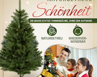 Weihnachtsbaum 180cm Künstlicher Tannenbaum inkl. Holzständer | Nordmanntanne Christbaum künstlich
