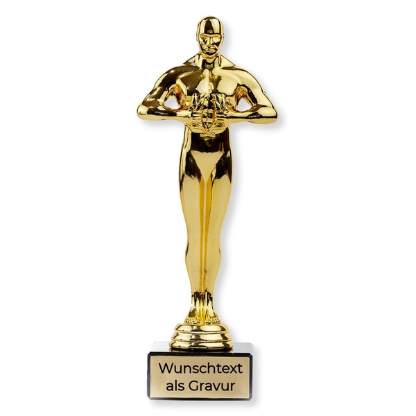 Figur Award mit Gravur Gold | Personalisiertes Geschenk mit Wunschtext | Siegerfigur in 4 Größen | Kollegen Abschied Ehrung
