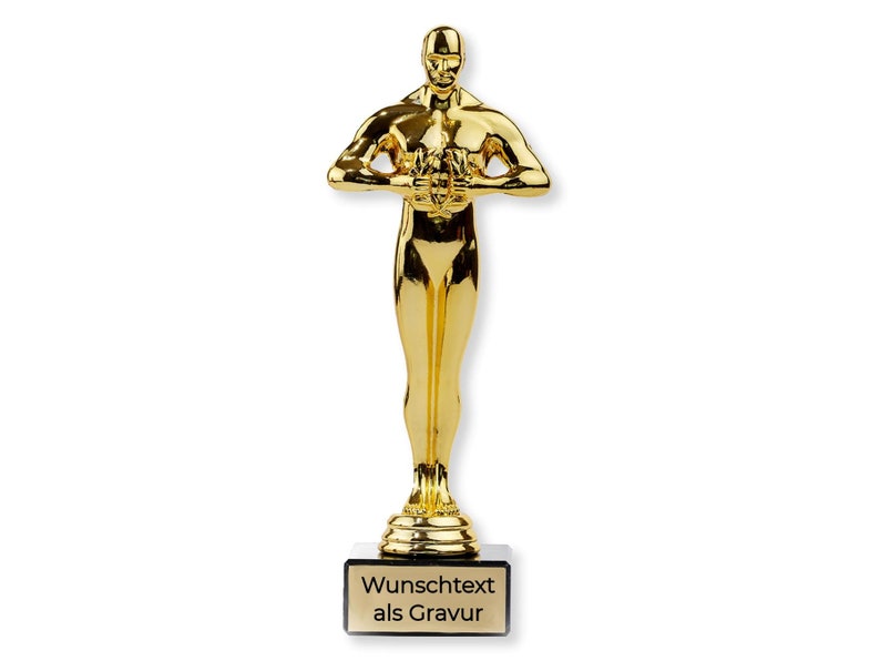 Figur Award mit Gravur Gold Personalisiertes Geschenk mit Wunschtext Siegerfigur in 4 Größen Kollegen Abschied Ehrung Bild 1