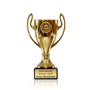 Cup Trophy - Crystal & Gold, Crystal Cup Award with Scroll Handles Award