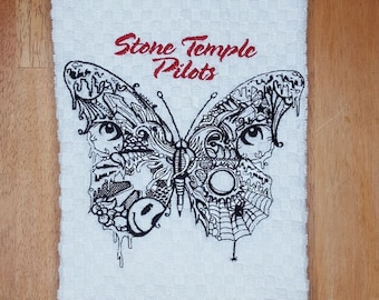 Stone Temple Pilots Inspired Embroidered Kitchen Towel