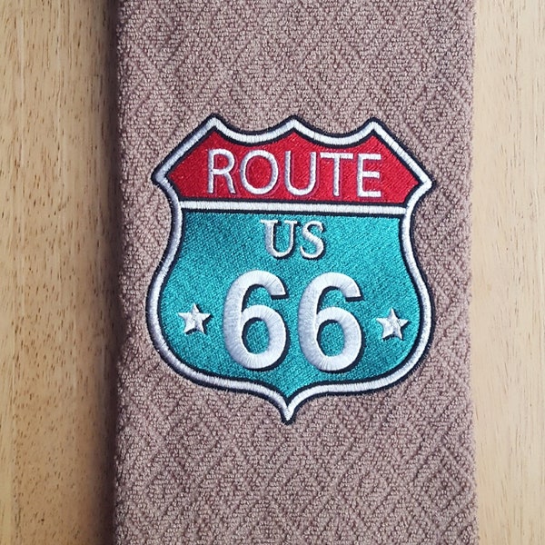 U.S. *Route 66 Sign Embroidered Kitchen Hand Towel - Highway 66 - Mother Road - Road Trip