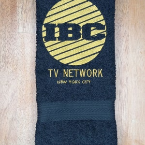 IBC TV Network New York City Scrooged movie hand towel, ultimate gift for Bill Murray Fan. Christmas gift for sale by Beyond Embroidery Art.