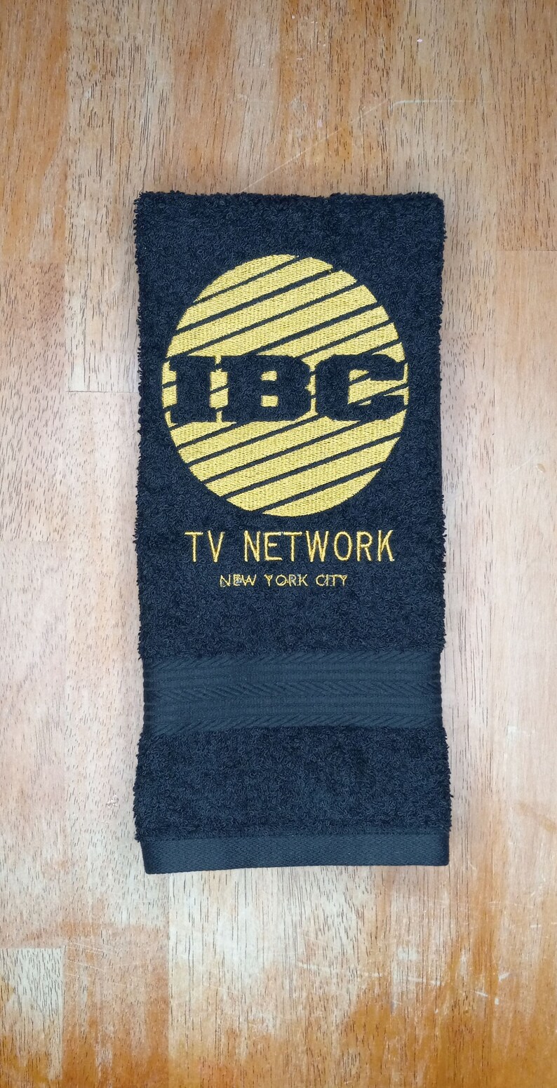 IBC TV Network New York City Scrooged movie hand towel, ultimate gift for Bill Murray Fan. Christmas gift for sale by Beyond Embroidery Art.
