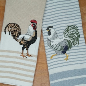 Rooster* Embroidered Hand Towel - Country Kitchen - Chicken - Farm Life