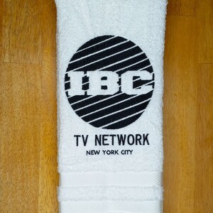 IBC TV Network New York City Scrooged movie hand towel, ultimate gift for Bill Murray Fan. Christmas gift for sale by Beyond Embroidery Art.