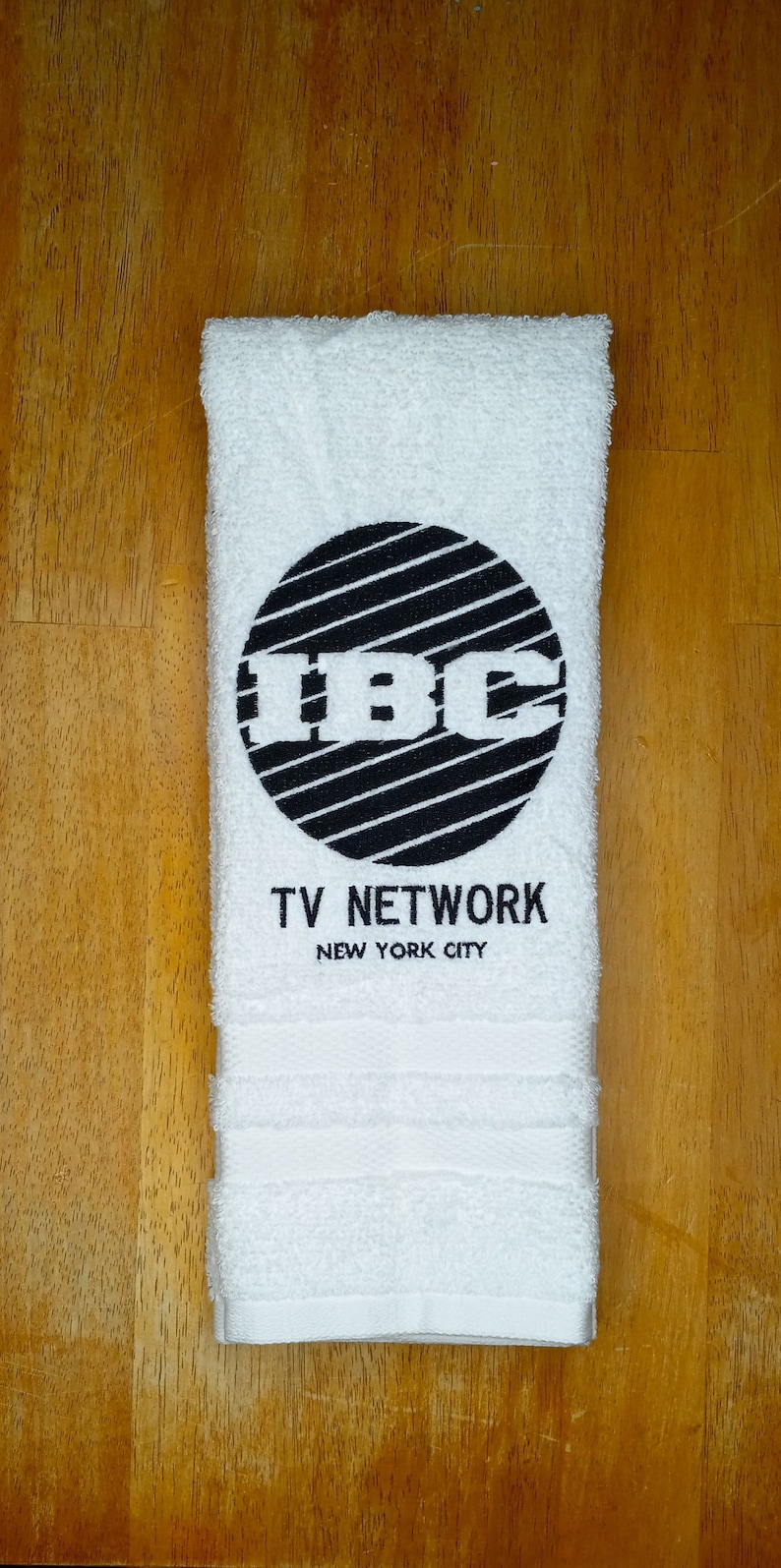IBC TV Network New York City Scrooged movie hand towel, ultimate gift for Bill Murray Fan. Christmas gift for sale by Beyond Embroidery Art.