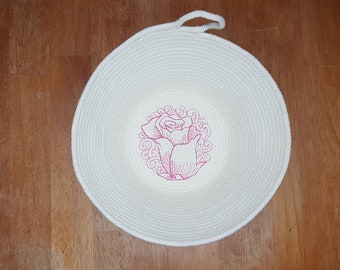 Pink *Rose Embroidered Round Bowl