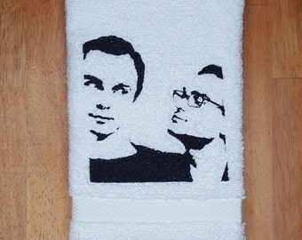 Big Bang Theory Inspired Embroidered Hand Towel - Sheldon And Leonard - Funny Bathroom Decor