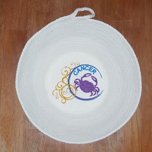 Cancer *Zodiac Sign Embroidered Round Bowl