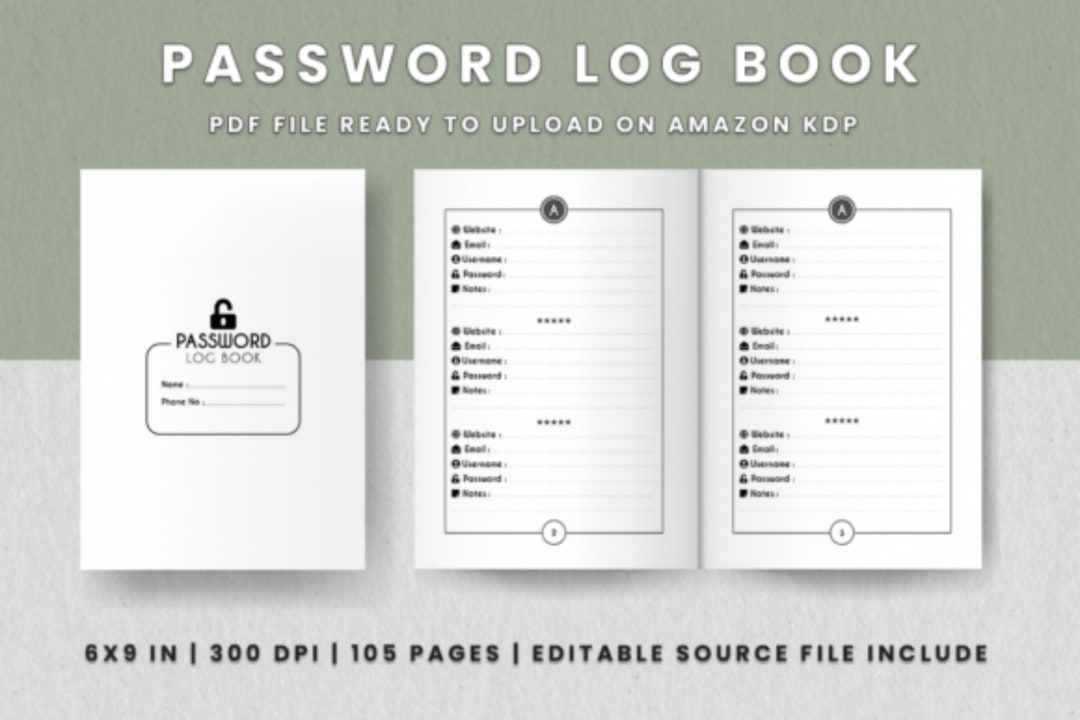 Password Log Book KDP Interior Graphic - Etsy