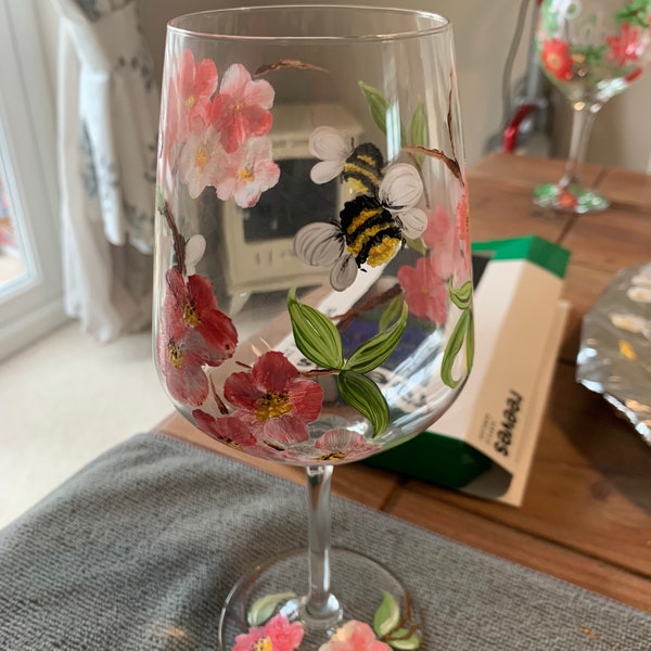 Handpainted wine glass