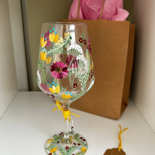 Hand painted wine glass