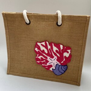 Sommertasche | Jute Strandtasche | handgemachte Punschnadel Jute Strandtasche | Strand Jutebeutel