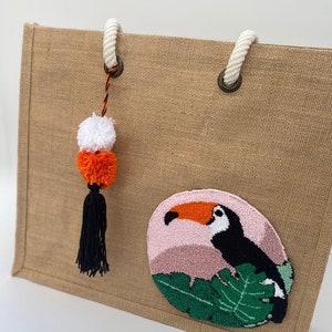 Sommertasche | Jute Strandtasche | handgemachte Punschnadel Jute Strandtasche | Strand Jutebeutel