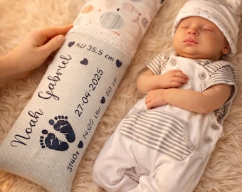 Almohada de nacimiento personalizada con datos del bebé | Regalo personalizado para recién nacidos | Almohada de nacimiento personalizada | Nombre, fecha, peso, altura | Recuerdo para el bebé