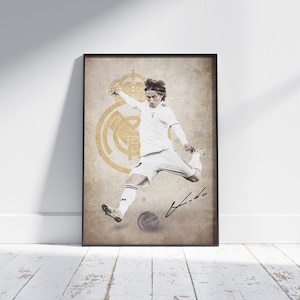 Luka Modric - Retro Erinnerungsstücke mit Unterschrift | Poster oder gerahmt
