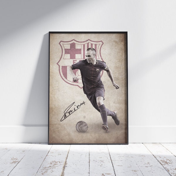 Andrés Iniesta - Retro memorablia with signature | poster or framed