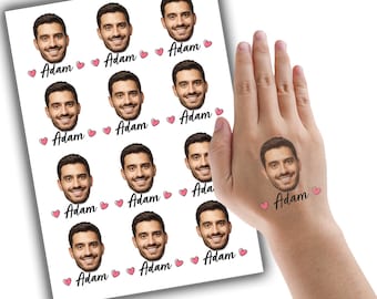 Bachelorette Tattoos, Party face tatoo, Groom Face Tattoo, Custom Temporary Tattoo, Bachelorette Party Favor, Personalized Tattoo, Wedding