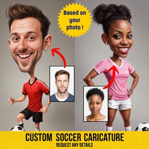 Caricature personnalisée de joueur de football dessin à partir de votre photo, dessin personnalisé de dessin animé de joueur de football à partir d'une photo, chaque dessin animé est ORIGINAL