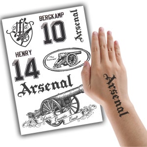 Tijdelijke tattoos Arsenal London, A5-vel