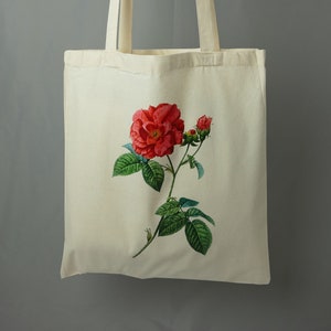 Rote Rose Illustration schöne blume pflanze botanik flower plants jutebeutel tote bag 100% baumwolle