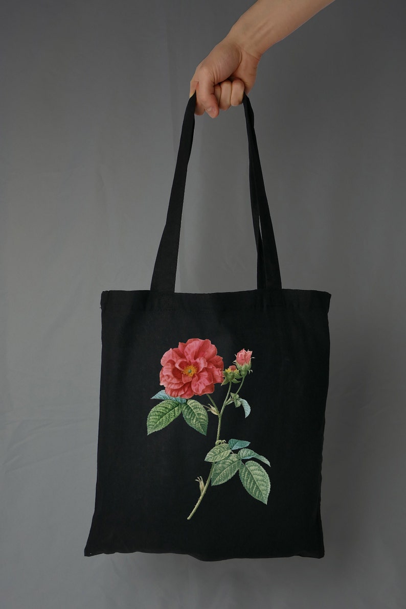 Rote Rose Illustration schöne blume pflanze botanik flower plants jutebeutel tote bag 100% baumwolle