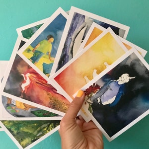 Postcards set of 10 - Watercolor - Handmade - Snail Mail - Small  Art Print - Painting
