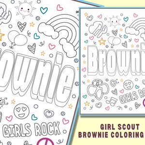 Girl Scout Brownie, Girl Scout Coloring, Instant Download