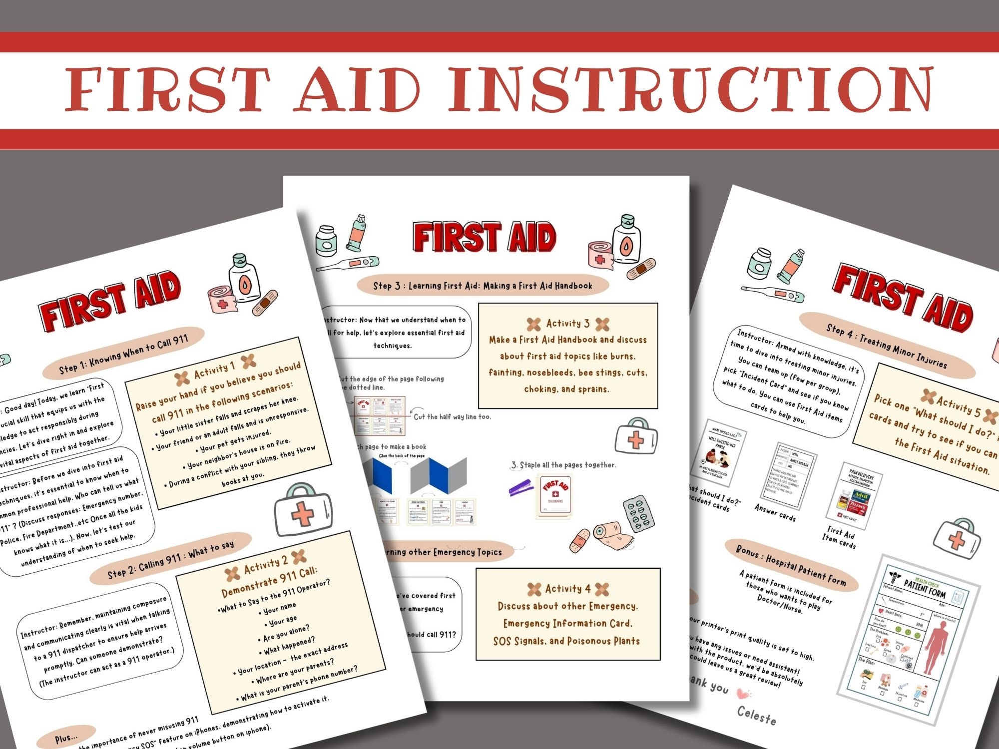 first-aid-emergency-preparedness-printable-first-aid-handbook-girl-scout-classroom-homeschool-doctor-nurse-sos-hand-signal-etsy